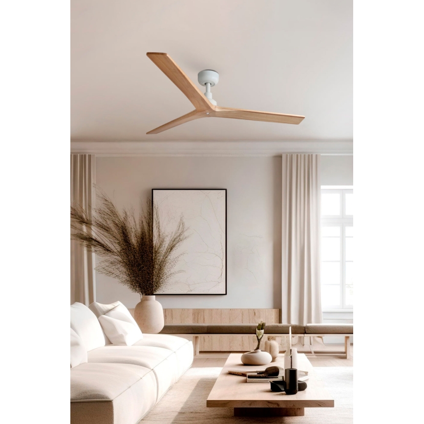 FARO 34280 - Stropní ventilátor KLIM M borovice/bílá pr. 125 cm + dálkové ovládání