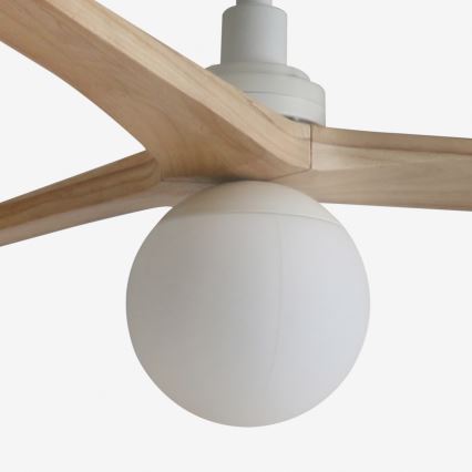 FARO 34280WT-11L - Stropní ventilátor KLIM M 1xE27/15W/230V dřevo/bílá pr. 125 cm Wi-Fi Tuya + dálkové ovládání
