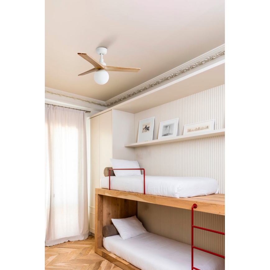 FARO 34281-11L - Stropní ventilátor KLIM S 1xE27/15W/230V borovice/bílá pr. 92,5 cm + dálkové ovládání