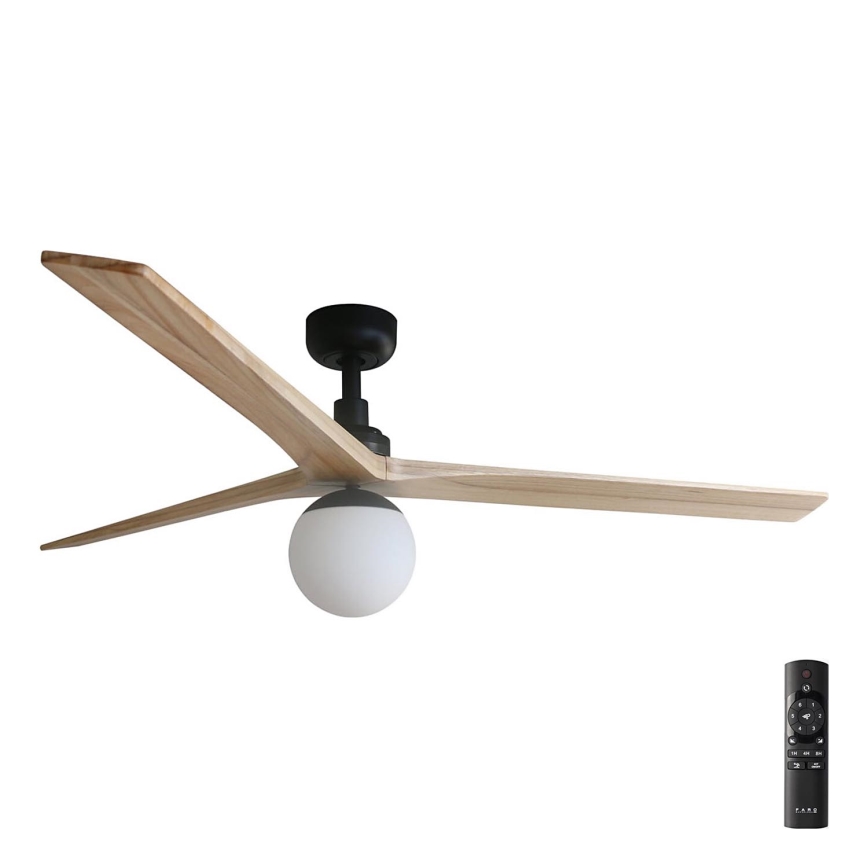 FARO 34282-11L - Stropní ventilátor KLIM L 1xE27/15W/230V borovice/černá pr. 150 cm + dálkové ovládání
