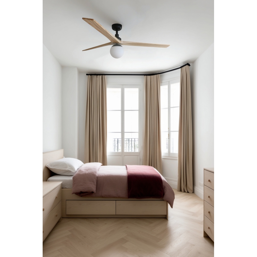 FARO 34282WT-11L - Stropní ventilátor KLIM L 1xE27/15W/230V borovice/černá pr. 150 cm Wi-Fi Tuya + dálkové ovládání