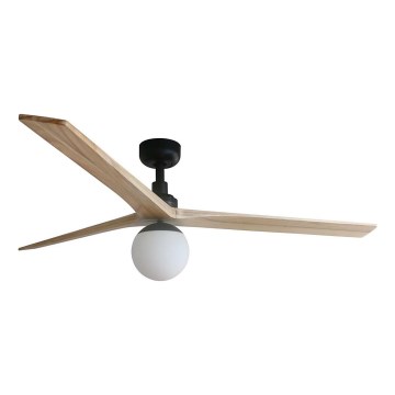 FARO 34282WT-11L - Stropní ventilátor KLIM L 1xE27/15W/230V dřevo/černá pr. 150 cm Wi-Fi Tuya + dálkové ovládání