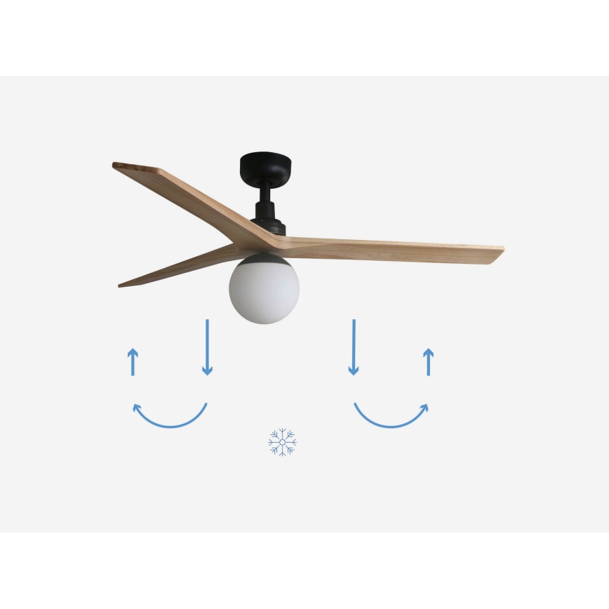 FARO 34283-11L - Stropní ventilátor KLIM M 1xE27/15W/230V borovice/černá pr. 125 cm + dálkové ovládání
