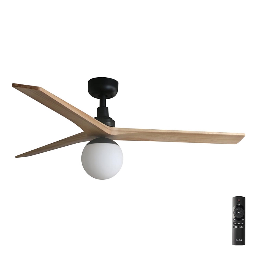 FARO 34283-11L - Stropní ventilátor KLIM M 1xE27/15W/230V borovice/černá pr. 125 cm + dálkové ovládání