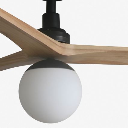 FARO 34283WT-11L - Stropní ventilátor KLIM M 1xE27/15W/230V dřevo/černá pr. 125 cm Wi-Fi Tuya + dálkové ovládání