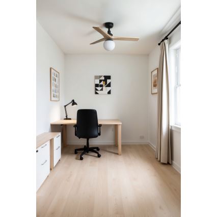 FARO 34284-11L - Stropní ventilátor KLIM S 1xE27/15W/230V dřevo/černá pr. 92,5 cm + dálkové ovládání
