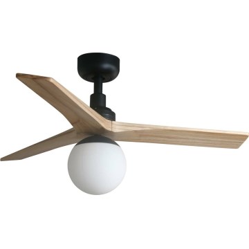 FARO 34284WT-11L - Stropní ventilátor KLIM S 1xE27/15W/230V borovice/černá pr. 92,5 cm Wi-Fi Tuya + dálkové ovládání