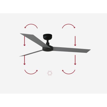 FARO 34286 - Stropní ventilátor CRUISER L černá pr. 132 cm + dálkové ovládání