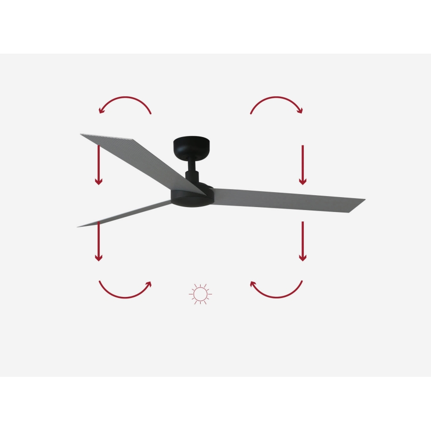 FARO 34286 - Stropní ventilátor CRUISER L černá pr. 132 cm + dálkové ovládání