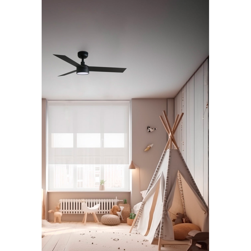 FARO 34289-1TW - LED Stmívatelný stropní ventilátor CRUISER S LED/18W/230V 2700/3000/4000K pr. 106 cm černá + dálkové ovládání