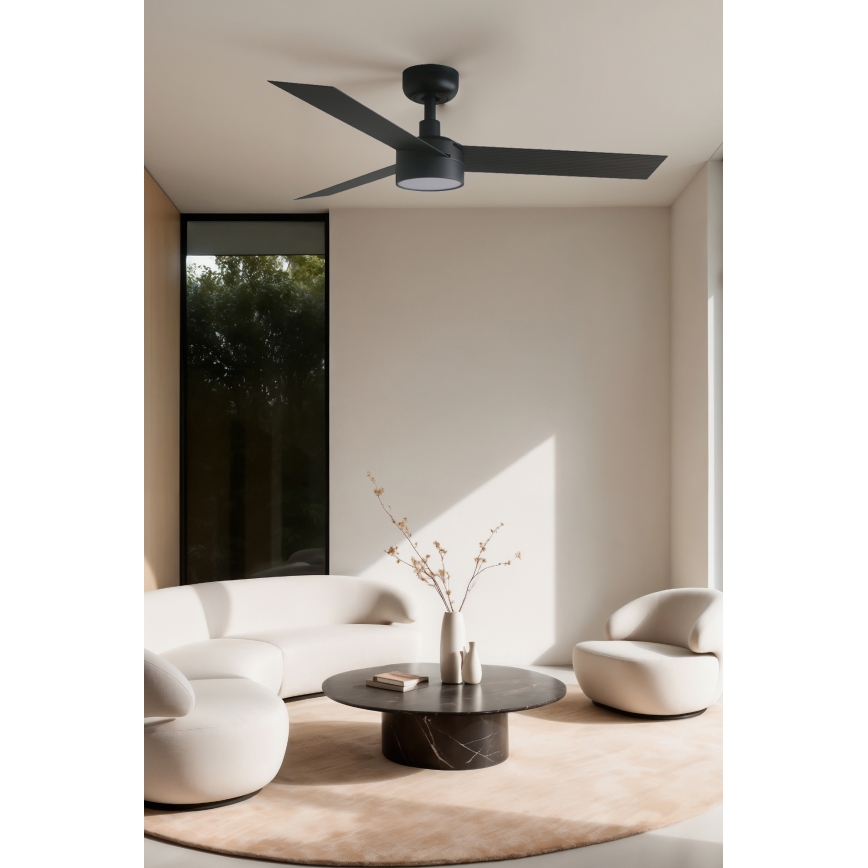 FARO 34289WT1S - LED Stmívatelný stropní ventilátor CRUISER S LED/18W/230V 2700/3000/4000K pr. 106 cm černá Wi-Fi Tuya + dálkové ovládání