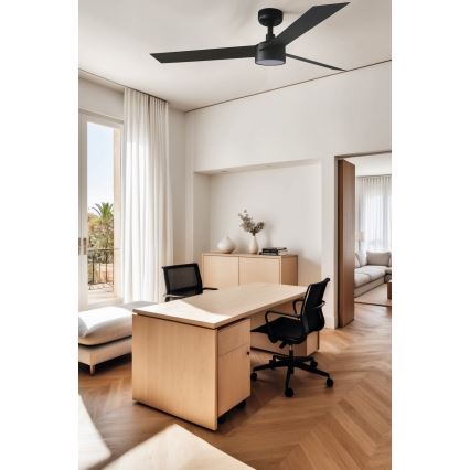 FARO 34291WT1S - LED Stmívatelný stropní ventilátor CRUISER L LED/18W/230V 2700/3000/4000K pr. 132 cm černá Wi-Fi Tuya + dálkové ovládání