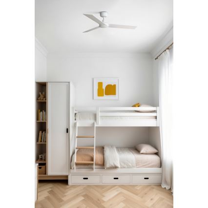 FARO 34295WT - Stropní ventilátor RUDDER S bílá/béžová pr. 106 cm Wi-Fi Tuya + dálkové ovládání