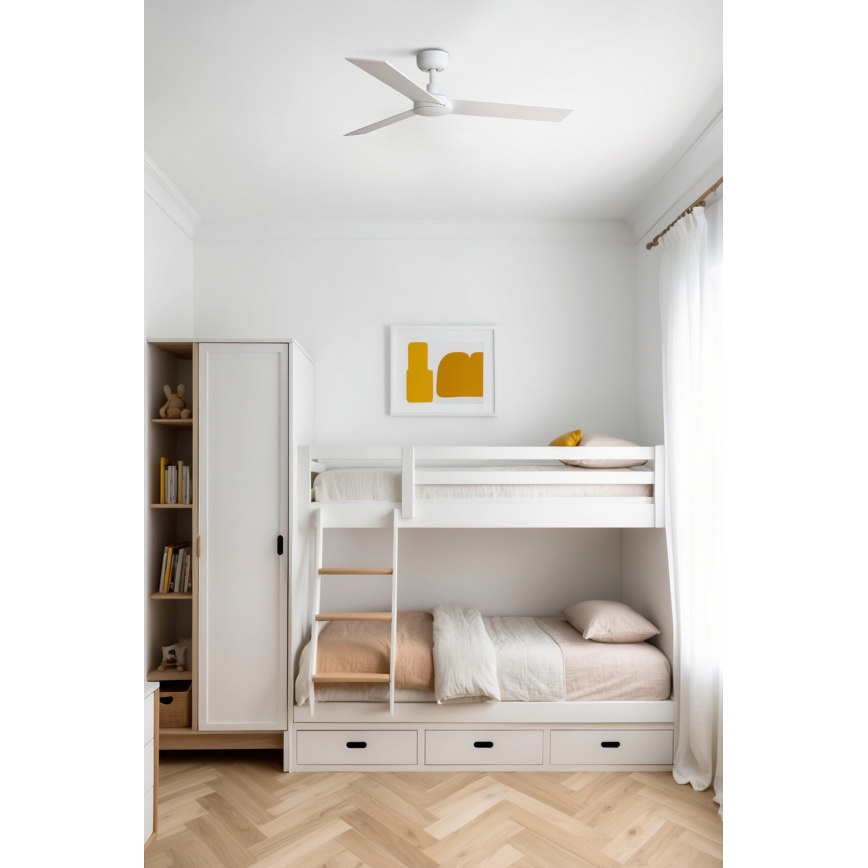 FARO 34295WT - Stropní ventilátor RUDDER S bílá/béžová pr. 106 cm Wi-Fi Tuya + dálkové ovládání