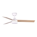 FARO 34295WT1S - LED Stmívatelný stropní ventilátor RUDDER S LED/18W/230V 2700/3000/4000K pr. 106 cm béžová/bílá Wi-Fi Tuya + dálkové ovládání