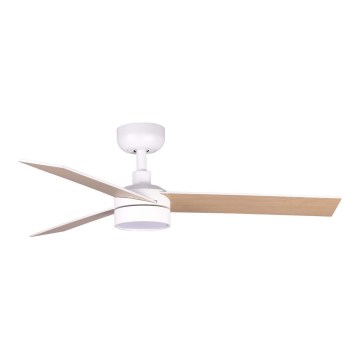 FARO 34295WT1S - LED Stropní ventilátor RUDDER S LED/18W/230V 2700/3000/4000K pr. 106 cm béžová/bílá Wi-Fi Tuya + dálkové ovládání