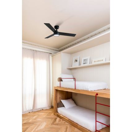 FARO 34296-1TW - LED Stmívatelný stropní ventilátor RUDDER S LED/18W/230V 2700/3000/4000K pr. 106 cm černá + dálkové ovládání