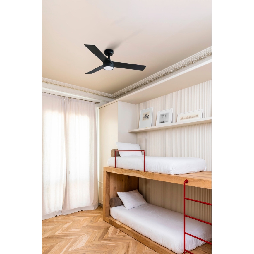FARO 34296-1TW - LED Stmívatelný stropní ventilátor RUDDER S LED/18W/230V 2700/3000/4000K pr. 106 cm černá + dálkové ovládání