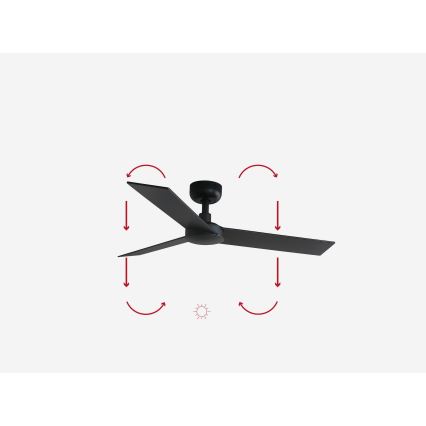 FARO 34296WP - Stropní ventilátor RUDDER S černá pr. 106 cm SMART + dálkové ovládání