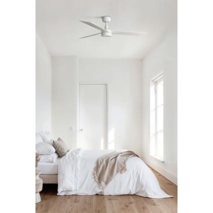 FARO 34297WT-1TW - LED Stmívatelný stropní ventilátor RUDDER L LED/18W/230V 2700/4350/6000K bílá pr. 132 cm Wi-Fi Tuya + dálkové ovládání