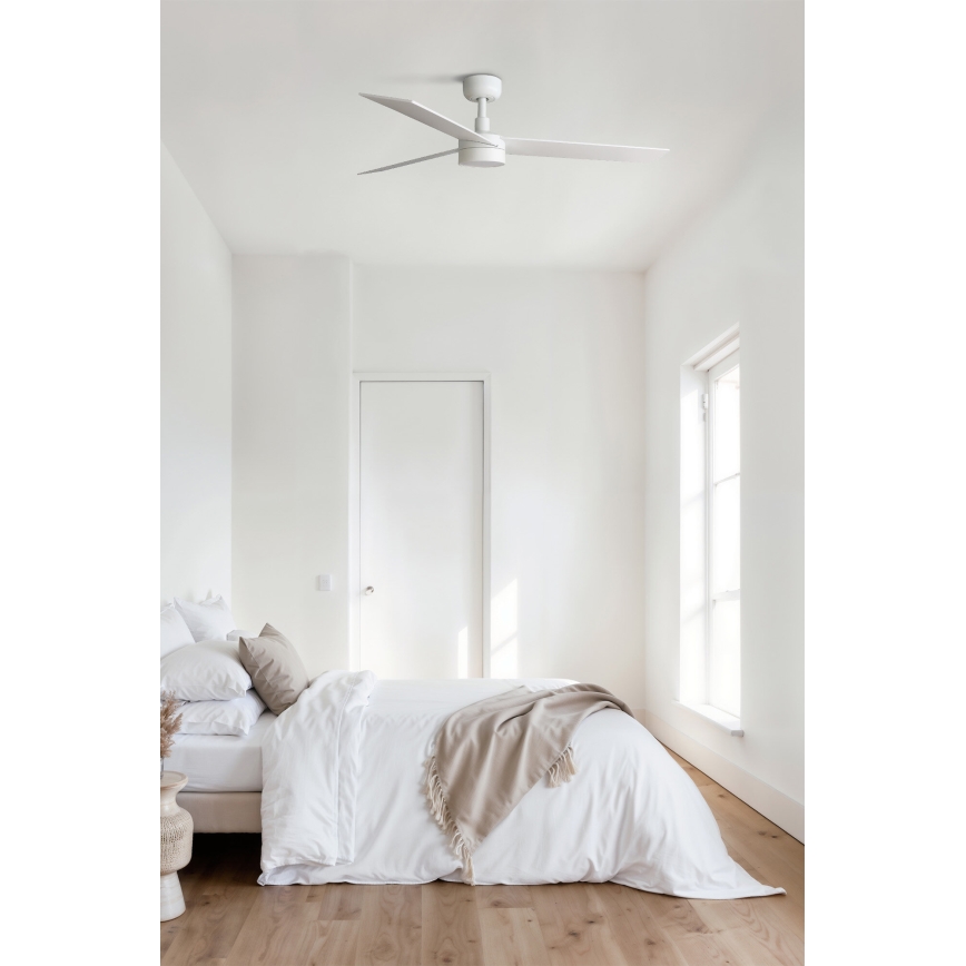 FARO 34297WT-1TW - LED Stmívatelný stropní ventilátor RUDDER L LED/18W/230V 2700/4350/6000K bílá pr. 132 cm Wi-Fi Tuya + dálkové ovládání