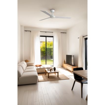 FARO 34297WT - Stropní ventilátor RUDDER L bílá/béžová pr. 132 cm Wi-Fi Tuya + dálkové ovládání