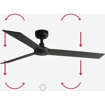 FARO 34298WP - Stropní ventilátor RUDDER L černá pr. 132 cm SMART + dálkové ovládání