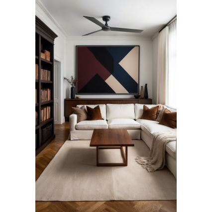 FARO 34298WT - Stropní ventilátor RUDDER L černá/wenge pr. 132 cm Wi-Fi Tuya + dálkové ovládání