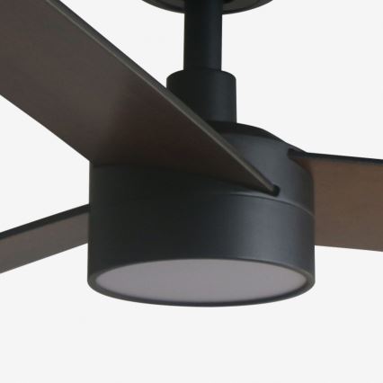 FARO 34298WT1S - LED Stmívatelný stropní ventilátor RUDDER L LED/18W/230V 2700/3000/4000K pr. 132 cm hnědá/černá Wi-Fi Tuya + dálkové ovládání