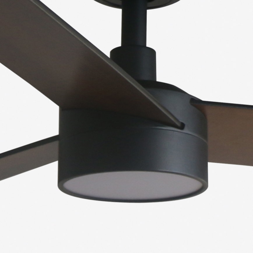 FARO 34298WT1S - LED Stmívatelný stropní ventilátor RUDDER L LED/18W/230V 2700/3000/4000K pr. 132 cm hnědá/černá Wi-Fi Tuya + dálkové ovládání
