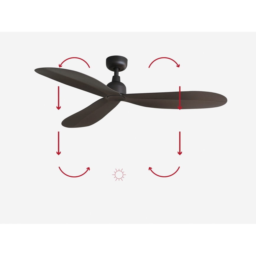 FARO 34301 - Stropní ventilátor PALMA hnědá pr. 129 cm IP44 + dálkové ovládání