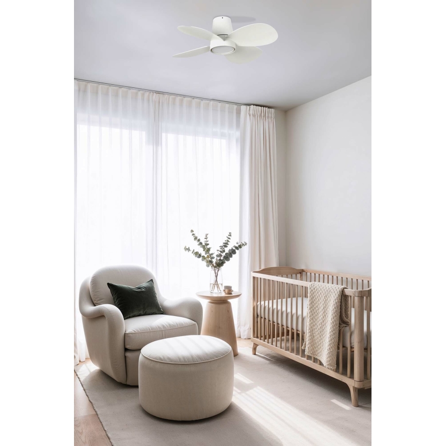 FARO 34315 - LED Stmívatelný stropní ventilátor KLOVER S LED/20W/230V 2700/4000/6500K bílá pr. 80 cm + dálkové ovládání