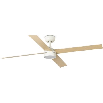 FARO 34355WT-1TW - LED Stmívatelný stropní ventilátor RUDDER L LED/18W/230V 2700/4350/6000K bílá/béžová pr. 132 cm Wi-Fi Tuya + dálkové ovládání