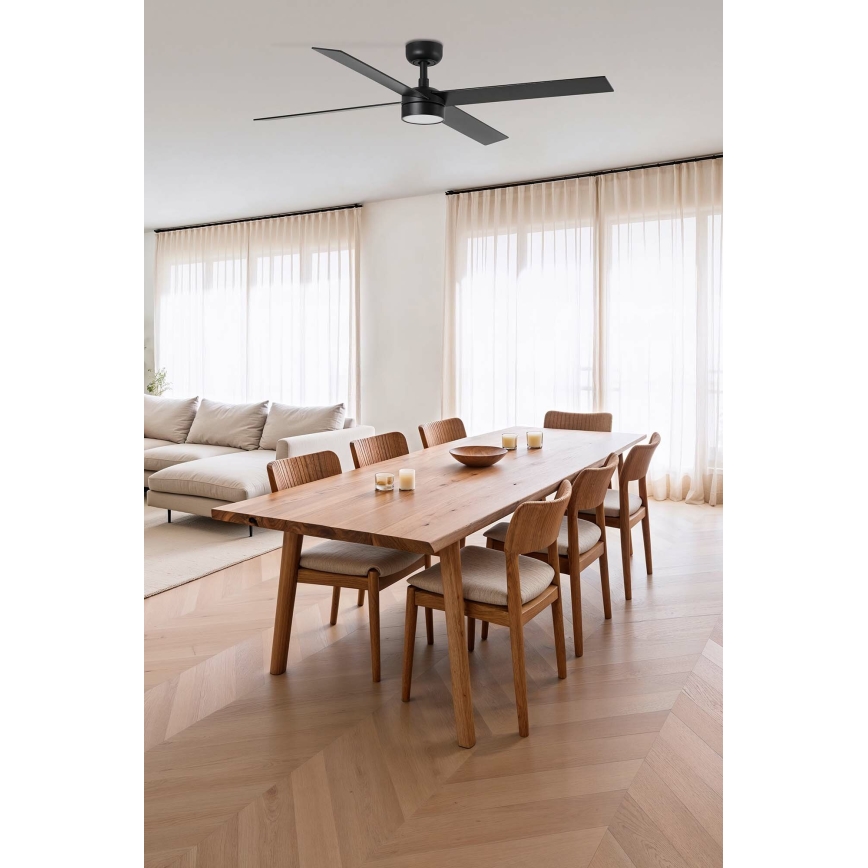 FARO 34356-1TW - LED Stmívatelný stropní ventilátor RUDDER L LED/20W/230V černá/hnědá pr. 132 cm + dálkové ovládání