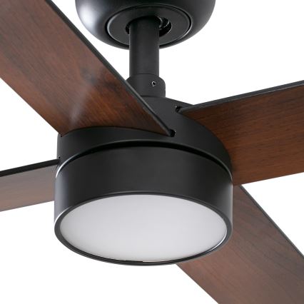 FARO 34356WT-1TW - LED Stmívatelný stropní ventilátor RUDDER L LED/18W/230V 2700/4350/6000K hnědá/černá pr. 132 cm Wi-Fi Tuya + dálkové ovládání
