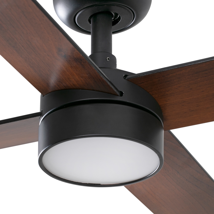 FARO 34356WT-1TW - LED Stmívatelný stropní ventilátor RUDDER L LED/18W/230V 2700/4350/6000K hnědá/černá pr. 132 cm Wi-Fi Tuya + dálkové ovládání