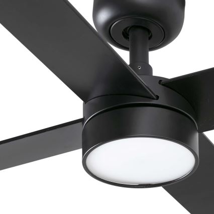 FARO 34356WT-1TW - LED Stmívatelný stropní ventilátor RUDDER L LED/18W/230V 2700/4350/6000K hnědá/černá pr. 132 cm Wi-Fi Tuya + dálkové ovládání