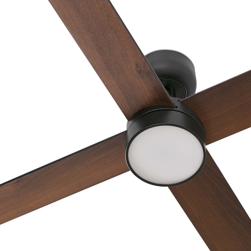 FARO 34356WT-1TW - LED Stmívatelný stropní ventilátor RUDDER L LED/18W/230V 2700/4350/6000K hnědá/černá pr. 132 cm Wi-Fi Tuya + dálkové ovládání