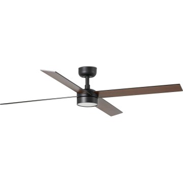 FARO 34356WT-1TW - LED Stmívatelný stropní ventilátor RUDDER L LED/18W/230V 2700/4350/6000K hnědá/černá pr. 132 cm Wi-Fi Tuya + dálkové ovládání