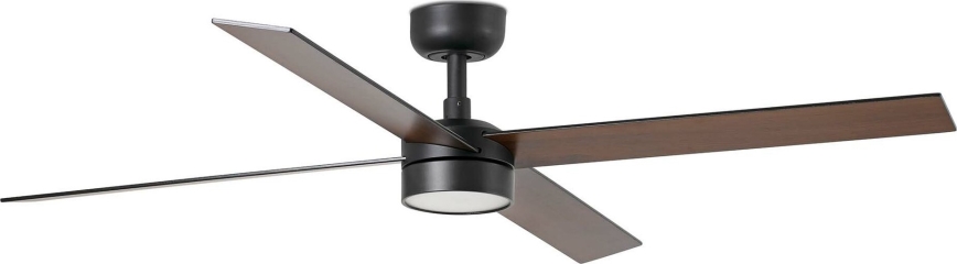 FARO 34356WT-1TW - LED Stmívatelný stropní ventilátor RUDDER L LED/18W/230V 2700/4350/6000K hnědá/černá pr. 132 cm Wi-Fi Tuya + dálkové ovládání