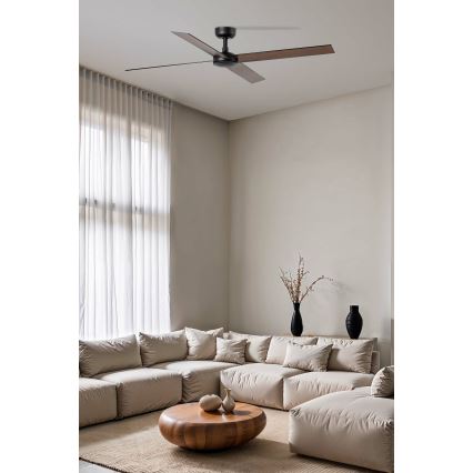 FARO 34356WT - Stropní ventilátor RUDDER L hnědá/černá pr. 132 cm Wi-Fi Tuya + dálkové ovládání