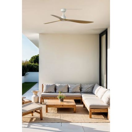 FARO 34361 - Stropní ventilátor OUTWOOD L hnědá/bílá pr. 150 cm IP44 + dálkové ovládání