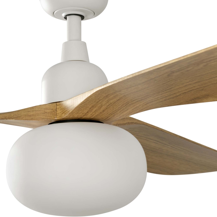FARO 34361WT-11L - Stropní ventilátor OUTWOOD L 1xE27/15W/230V hnědá/bílá pr. 150 cm Wi-Fi Tuya IP44 + dálkové ovládání