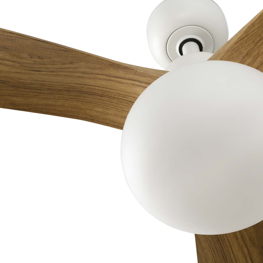 FARO 34361WT-11L - Stropní ventilátor OUTWOOD L 1xE27/15W/230V hnědá/bílá pr. 150 cm Wi-Fi Tuya IP44 + dálkové ovládání
