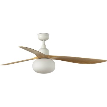 FARO 34361WT-11L - Stropní ventilátor OUTWOOD L 1xE27/15W/230V hnědá/bílá pr. 150 cm Wi-Fi Tuya IP44 + dálkové ovládání