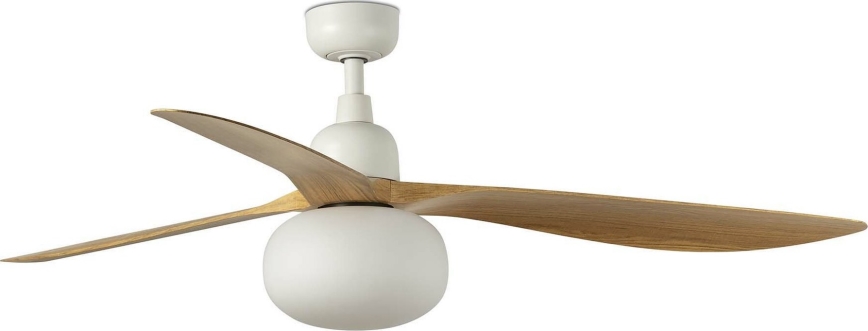 FARO 34361WT-11L - Stropní ventilátor OUTWOOD L 1xE27/15W/230V hnědá/bílá pr. 150 cm Wi-Fi Tuya IP44 + dálkové ovládání
