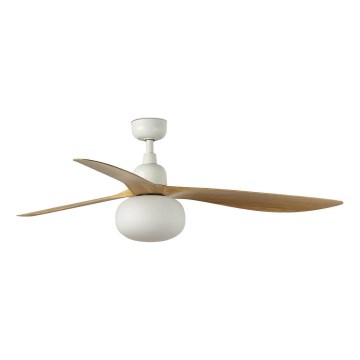 FARO 34361WT-11L - Stropní ventilátor OUTWOOD L 1xE27/15W/230V hnědá/bílá pr. 150 cm Wi-Fi Tuya IP44 + dálkové ovládání