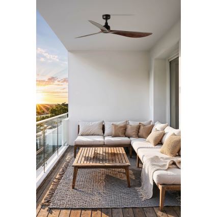 FARO 34362 - Stropní ventilátor OUTWOOD L hnědá/černá pr. 150 cm IP44 + dálkové ovládání
