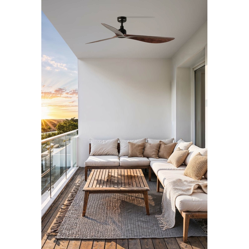FARO 34362 - Stropní ventilátor OUTWOOD L hnědá/černá pr. 150 cm IP44 + dálkové ovládání
