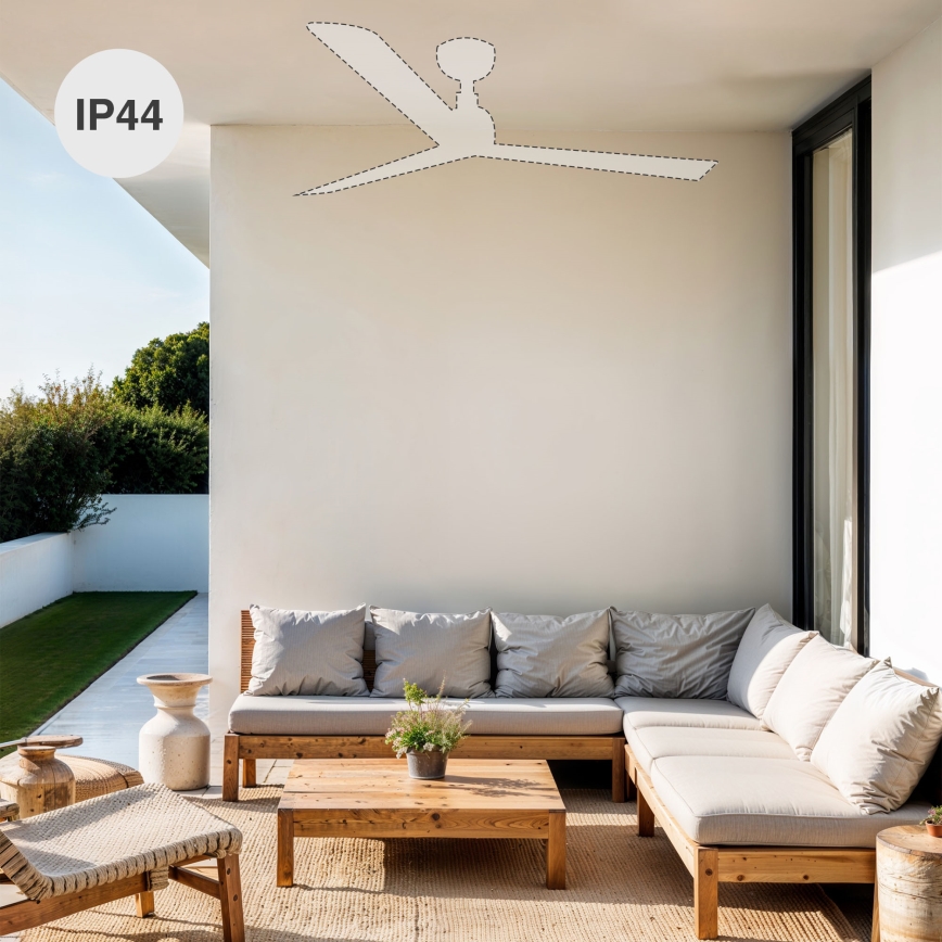 FARO 34362WT-11L - Stropní ventilátor OUTWOOD L 1xE27/15W/230V hnědá/černá pr. 150 cm Wi-Fi Tuya IP44 + dálkové ovládání